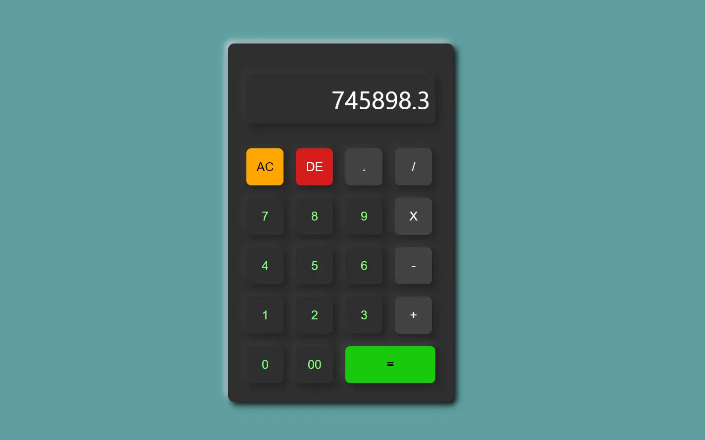 Screenshot of a calculator application
