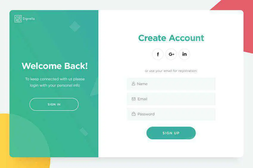 Screenshot of a login and registration form